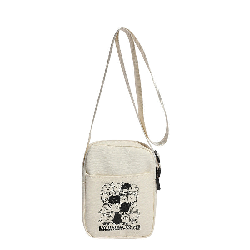 Women's Artistic Cartoon Leisure Stylish Lightweight Mobile Canvas Bags