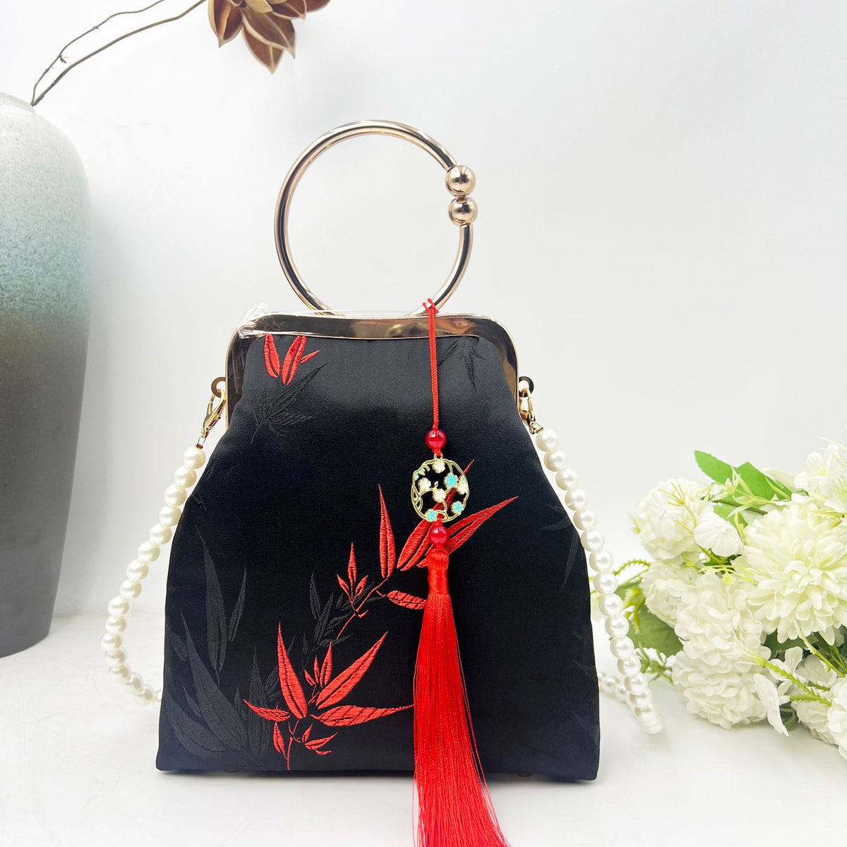 Chinese Cheongsam Brocade Finished Hand Large Women's Handbag