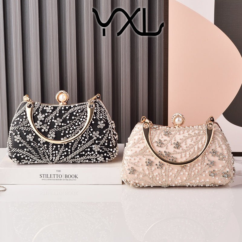 Dinner Pearl Embroidery Clutch Wedding Bride Evening Bags