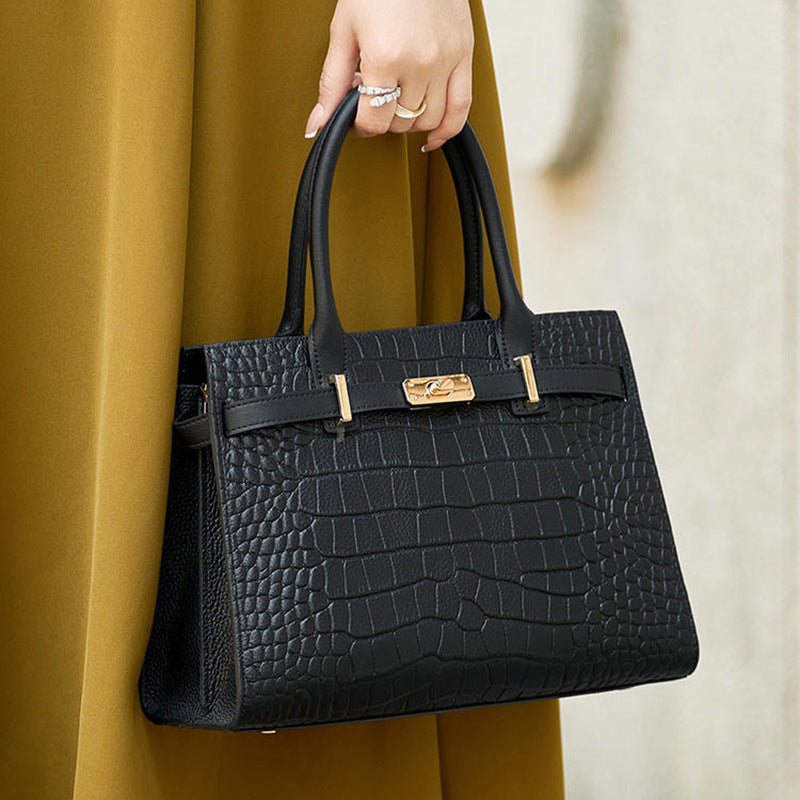 Women's Pattern Cowhide Large Capacity High-grade Genuine Handbags