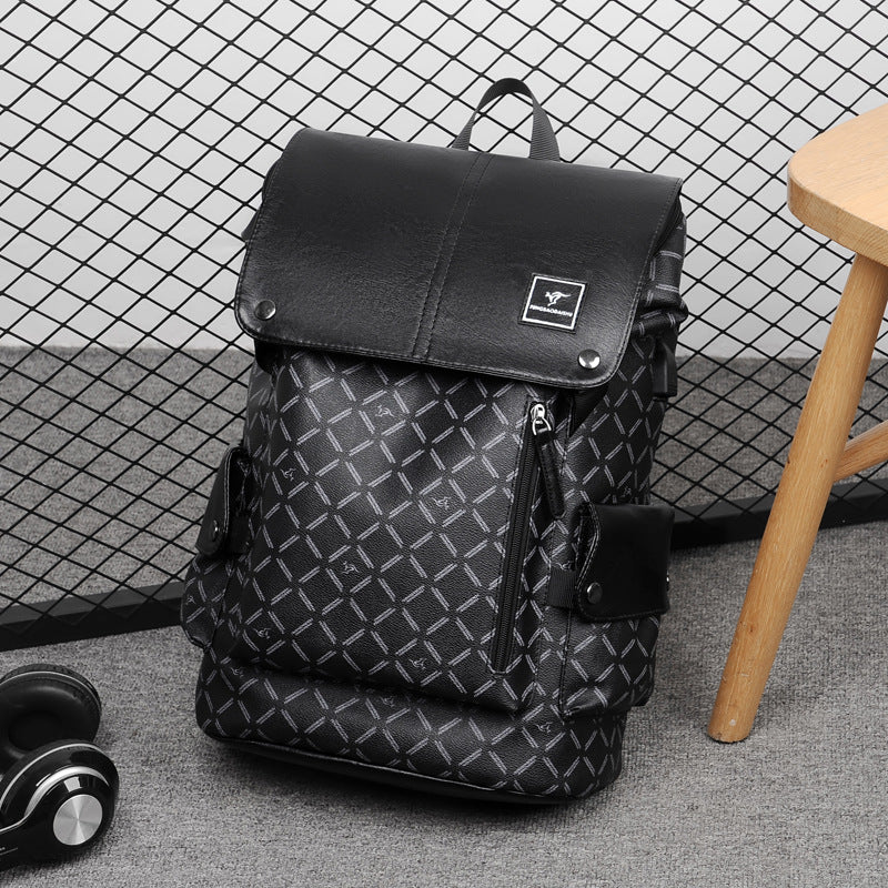 Men's Business Trendy College Leather Computer Backpacks