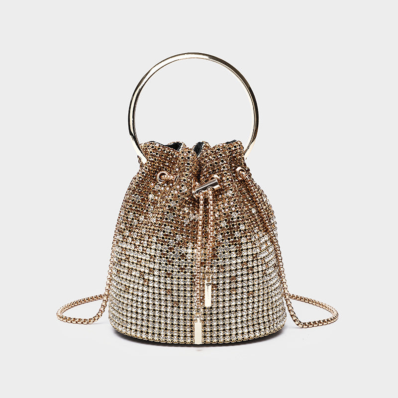 Women's Bezel Setting Brick Dinner Full Diamond Bucket Bags