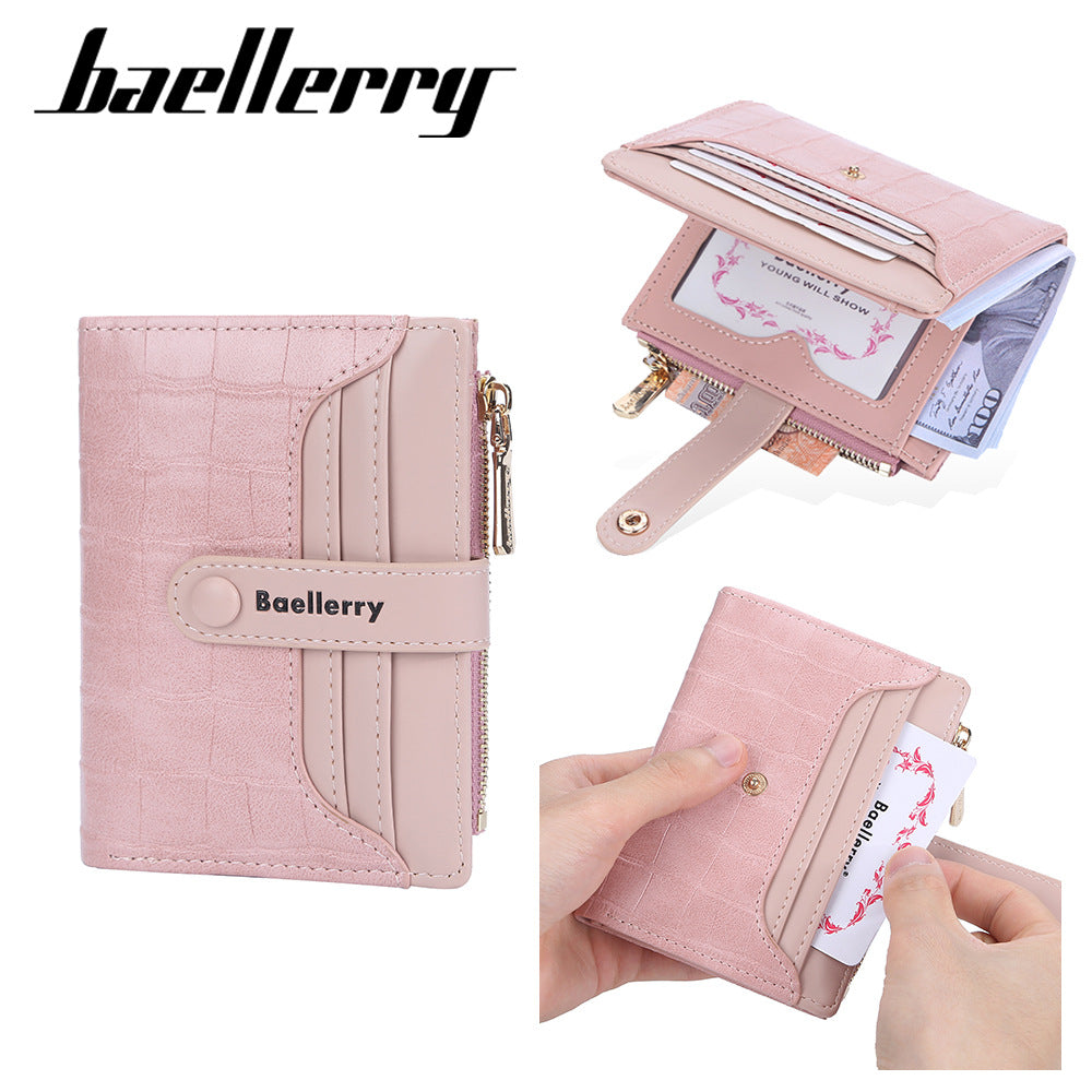 Women's Korean Style Fashion Short Multiple Slots Two Fold High Ladies Wallet
