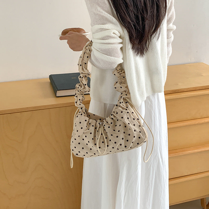 Women's Style Artistic Polka Dot Nylon Underarm Fresh Large Capacity Commuter Women's Shoulder Bag