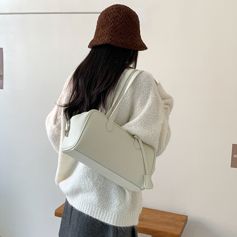 Women's Soft Leather Simple Boston High-grade Korean Style Bags