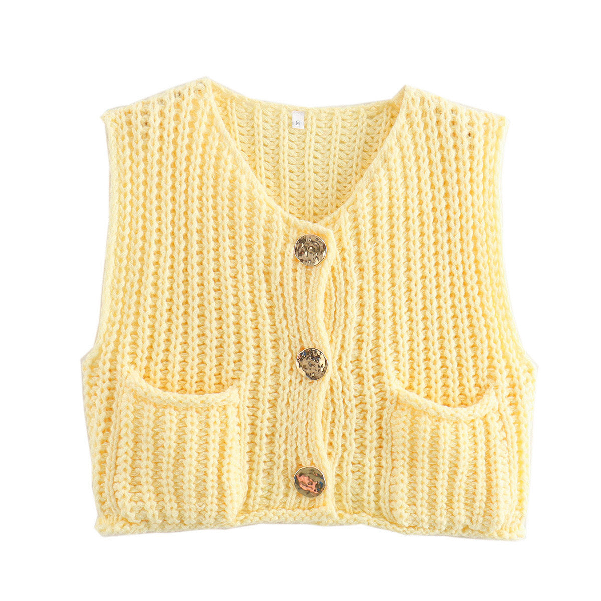 Women's Casual Pocket Sleeveless Knitted Waistcoat Vests