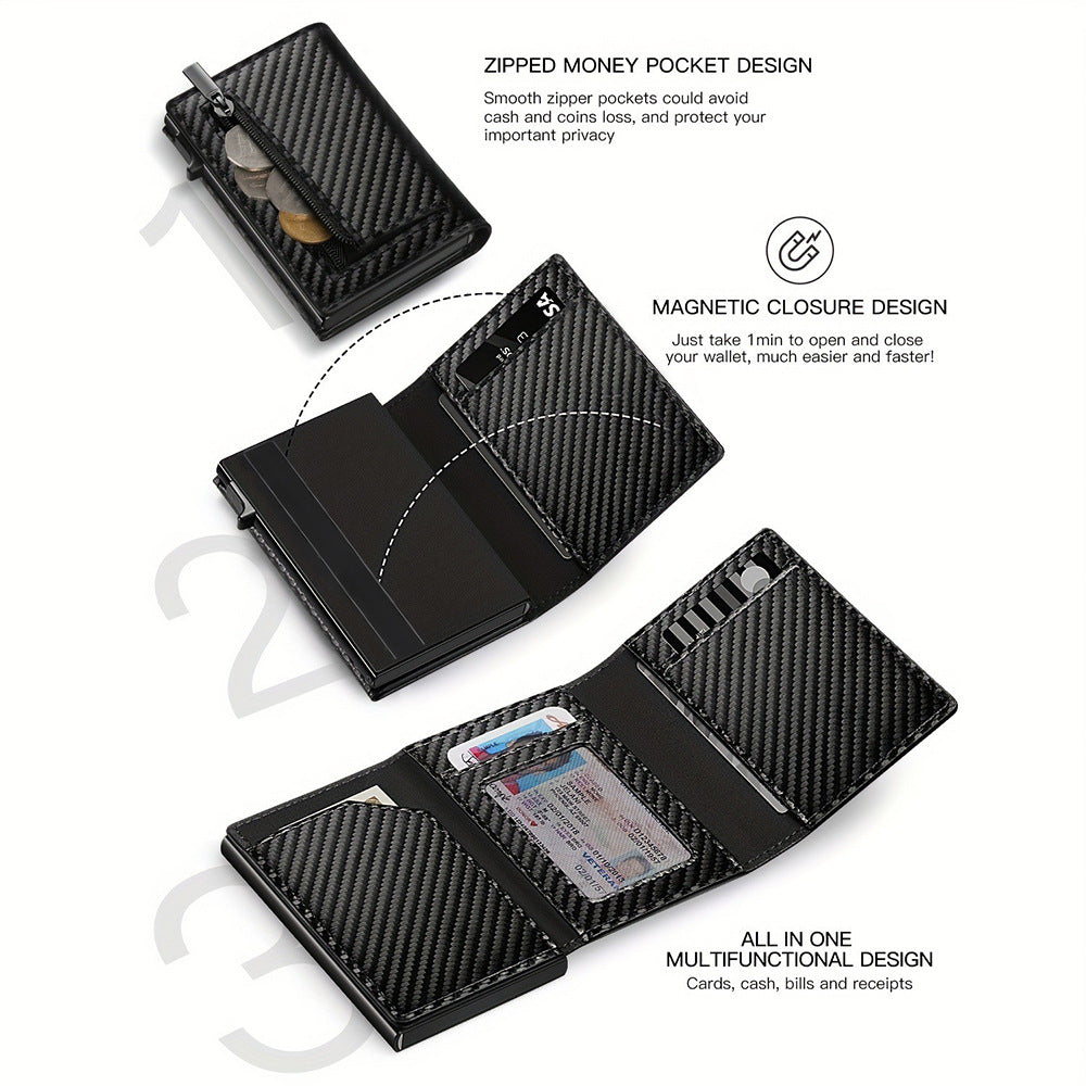 Men's Fiber Tracker Three Fold Magnetic Snap Men's Wallet