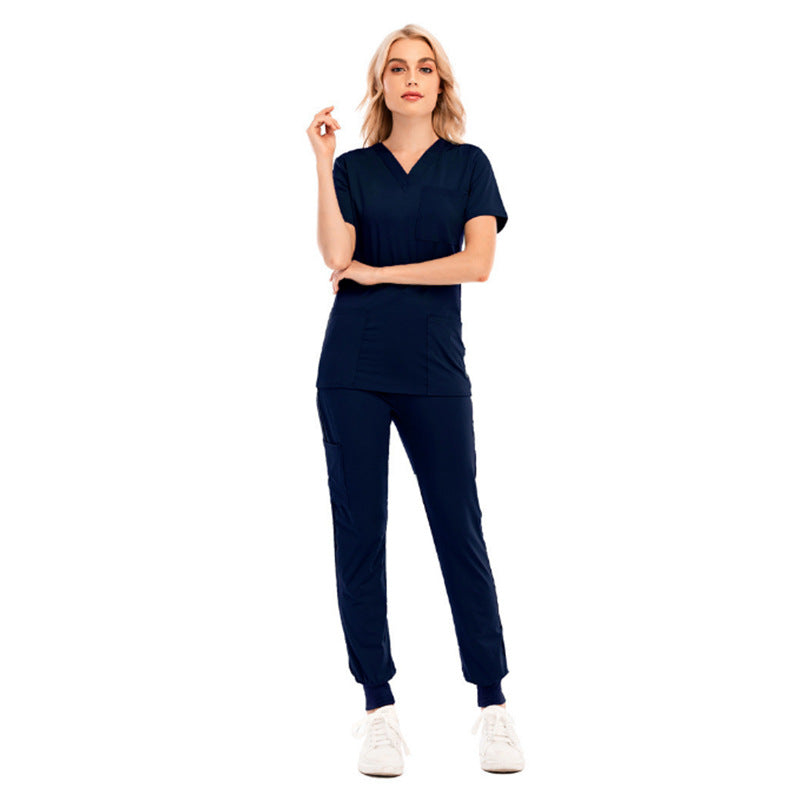 Sports Leisure Solid Color Sleeve Pocket Medical Protective Split Uniform
