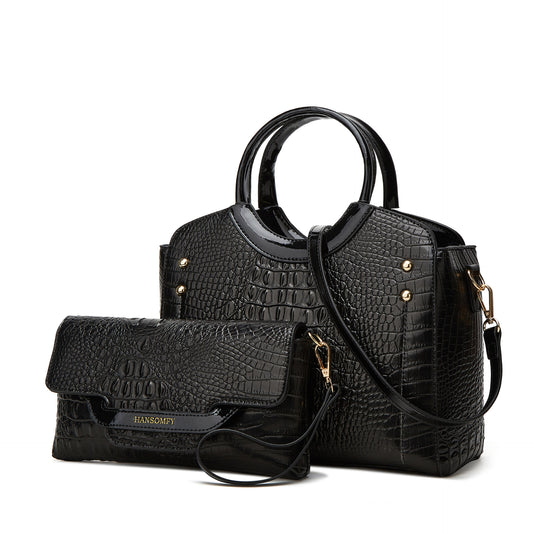 Women's Elegant Fashion Crocodile Pattern Large Capacity Handbags