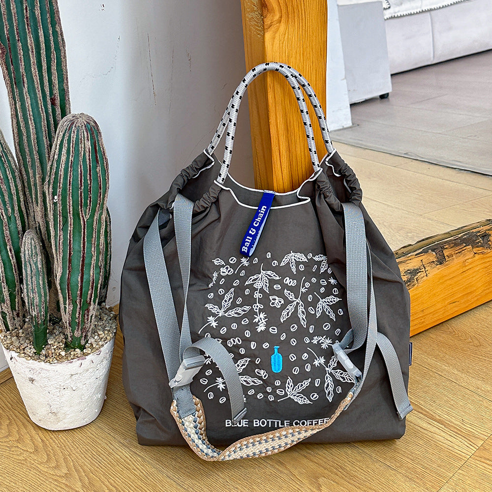Nylon Needle Embroidered Fashion Commuter Large Capacity College Women's Shoulder Bag