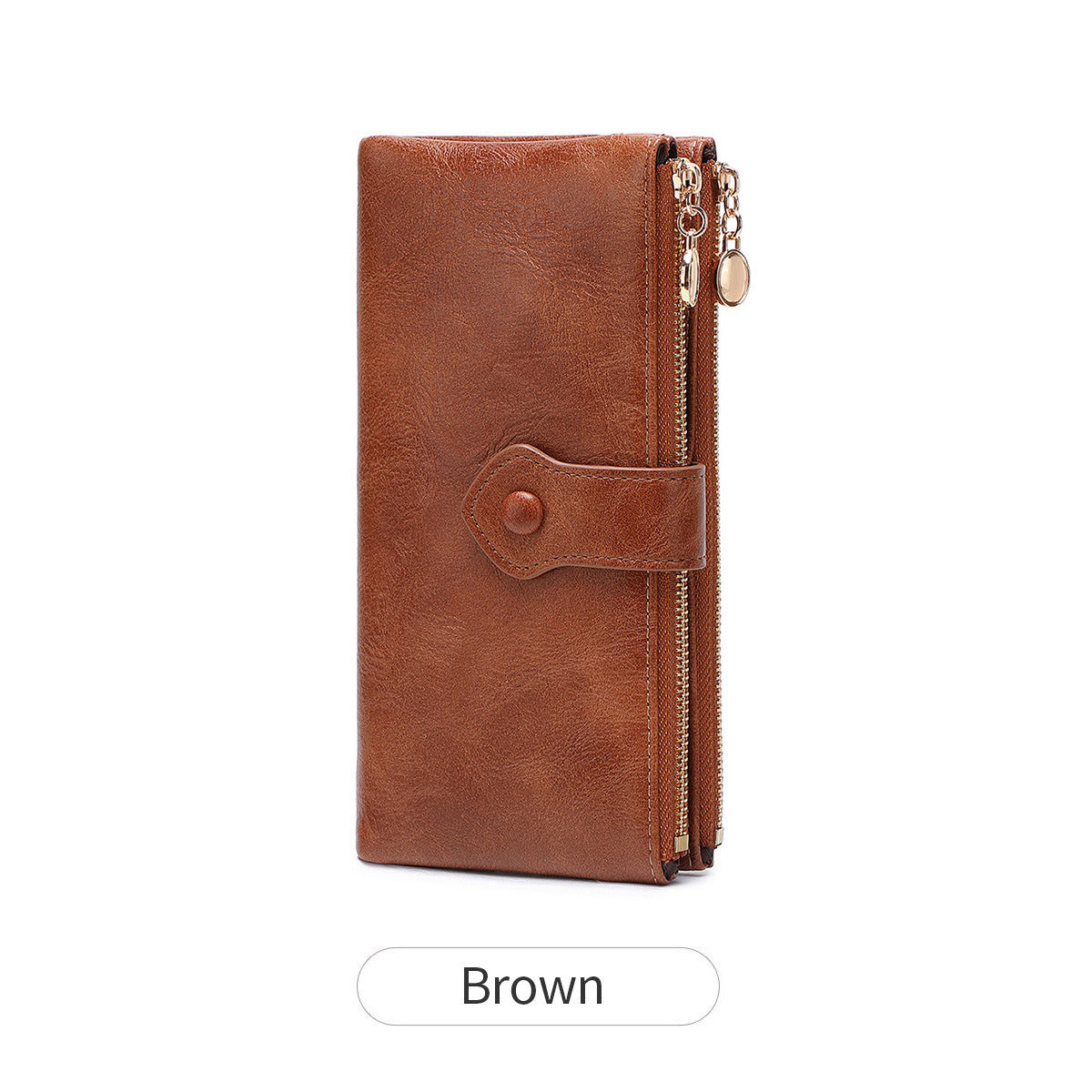 Women's Double Fold Long Simple Large Capacity Zip Multifunctional Buckle
