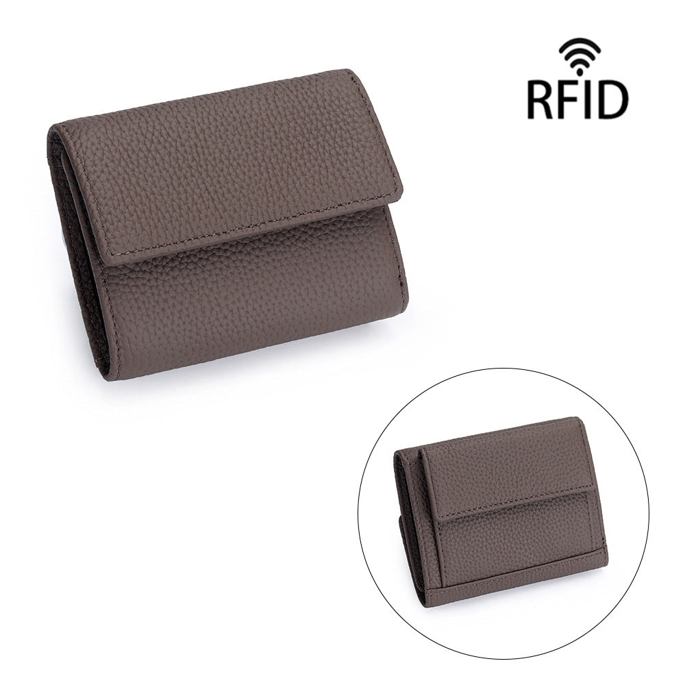 Women's First Layer Cowhide Short Genuine Leather Fashion Style Mini Ladies Wallet