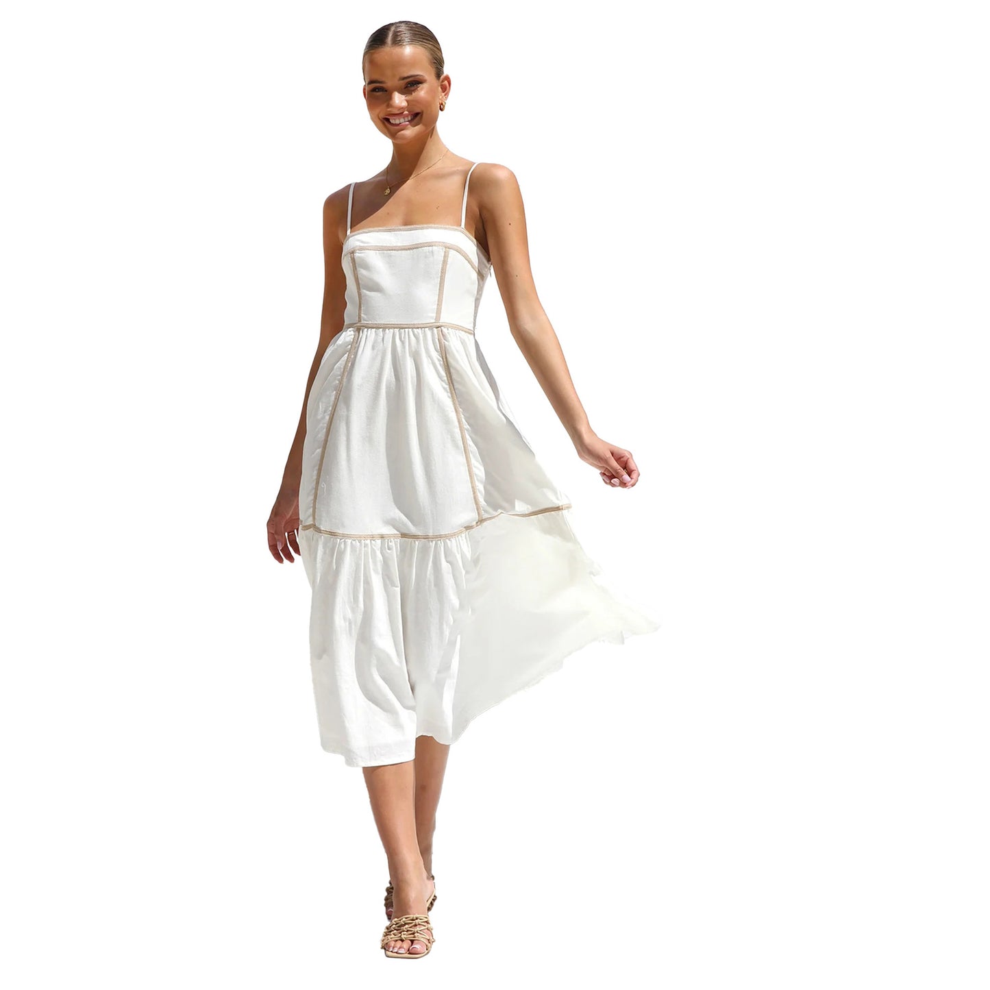 Fresh Sweet Line Mid-length Small Sling Dresses