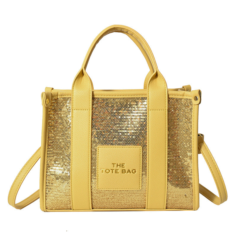 Ditch Hand-held Female Niche Sequins Contrast Tote Bags