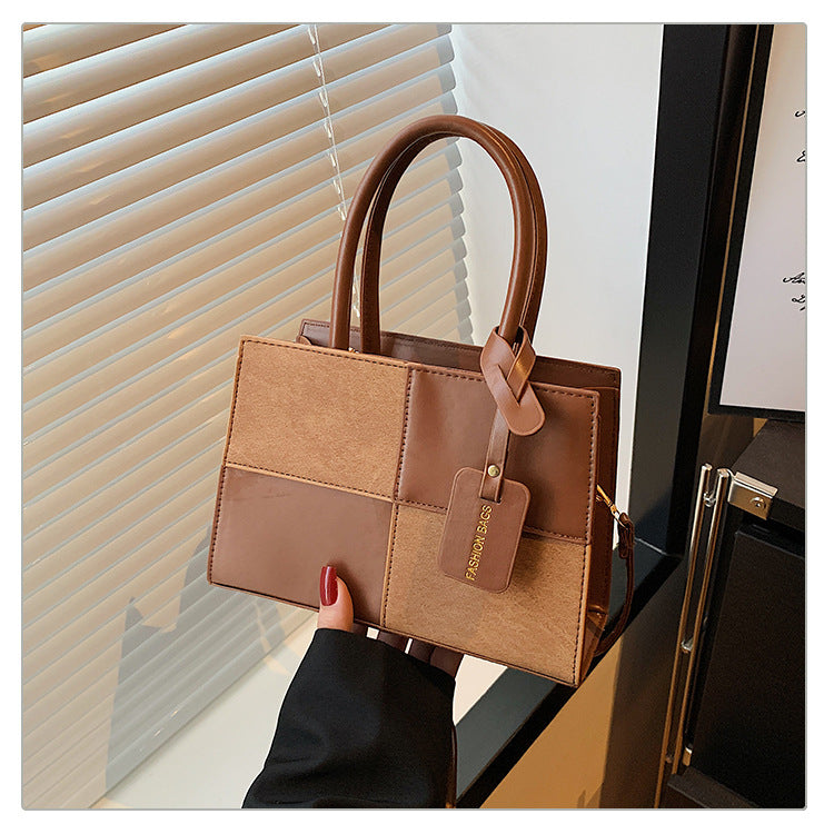 Women's Simple Stitching Large Capacity Texture Solid Color Women's Shoulder Bag