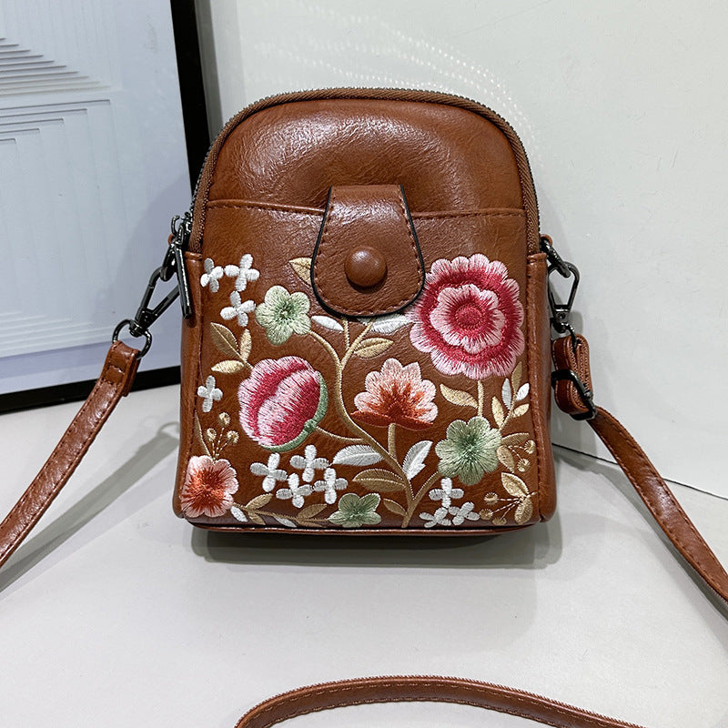 Women's Fashion Female Embroidered Flower Mobile For Bags