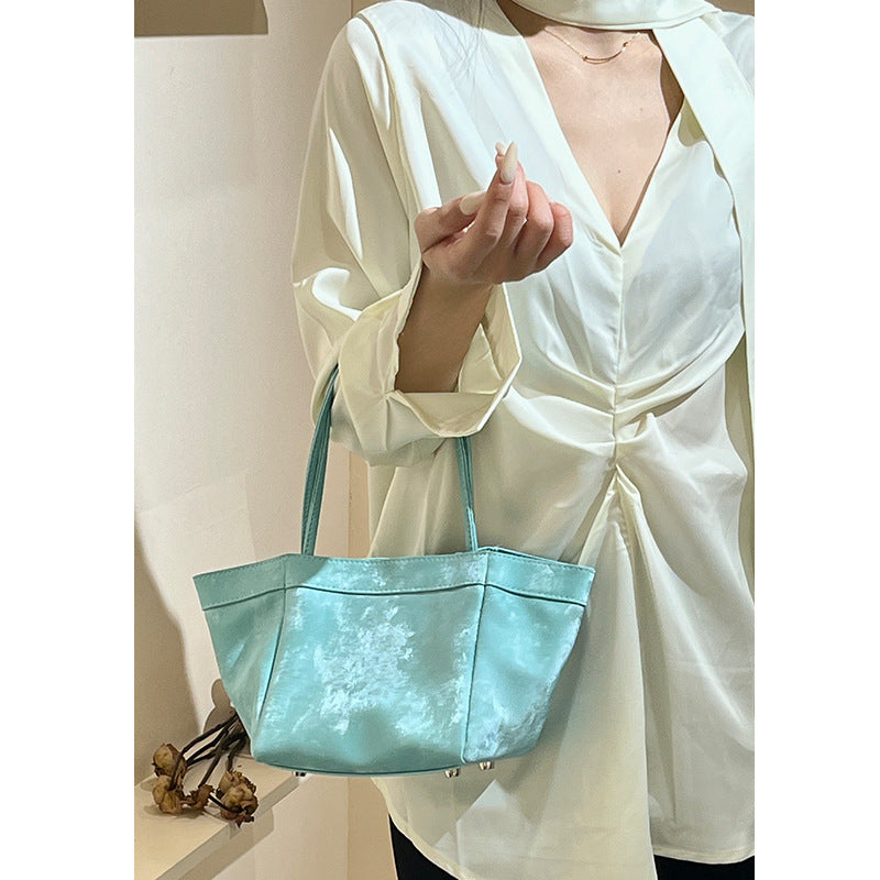 Women's Chinese Style Tip Leather Satin Large Shoulder Bags