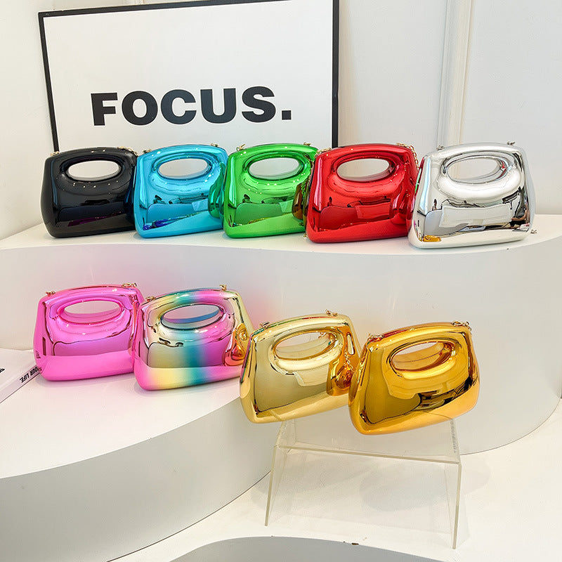 Women's Glossy Acrylic Box Candy Color Western Style Wrist Shoulder Bags