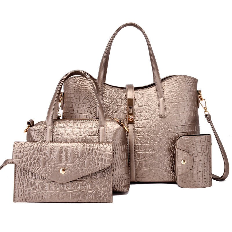 Women's Fashion Alligator Print Three-piece Set Mother Handbags
