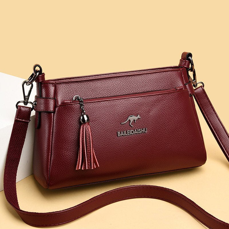 Women's Genuine Leather Tassel Trendy Korean Style Shoulder Bags