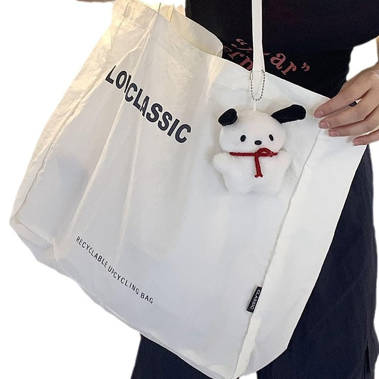 Live Streaming Large Capacity Canvas Korean Style Portable Commuter Shopping Women's Shoulder Bag
