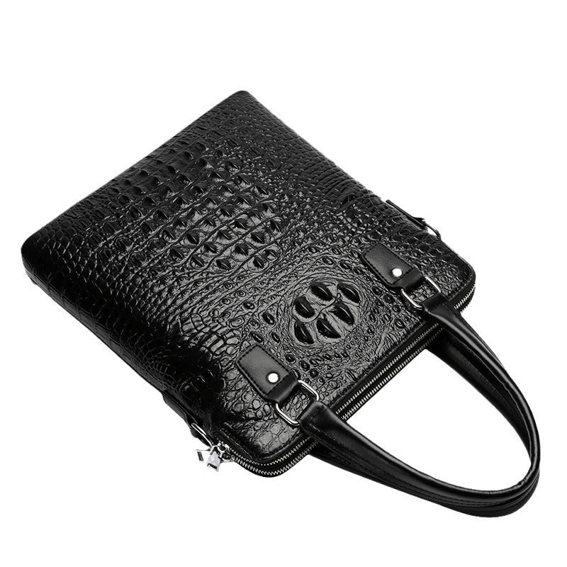 Men's Pull Crocodile Pattern Leather For First Layer Men's Briefcases