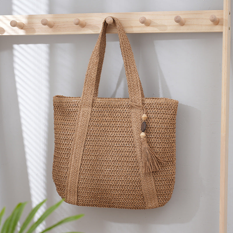Women's Hand-woven Fashionable Retro Straw Versatile Large Shoulder Bags