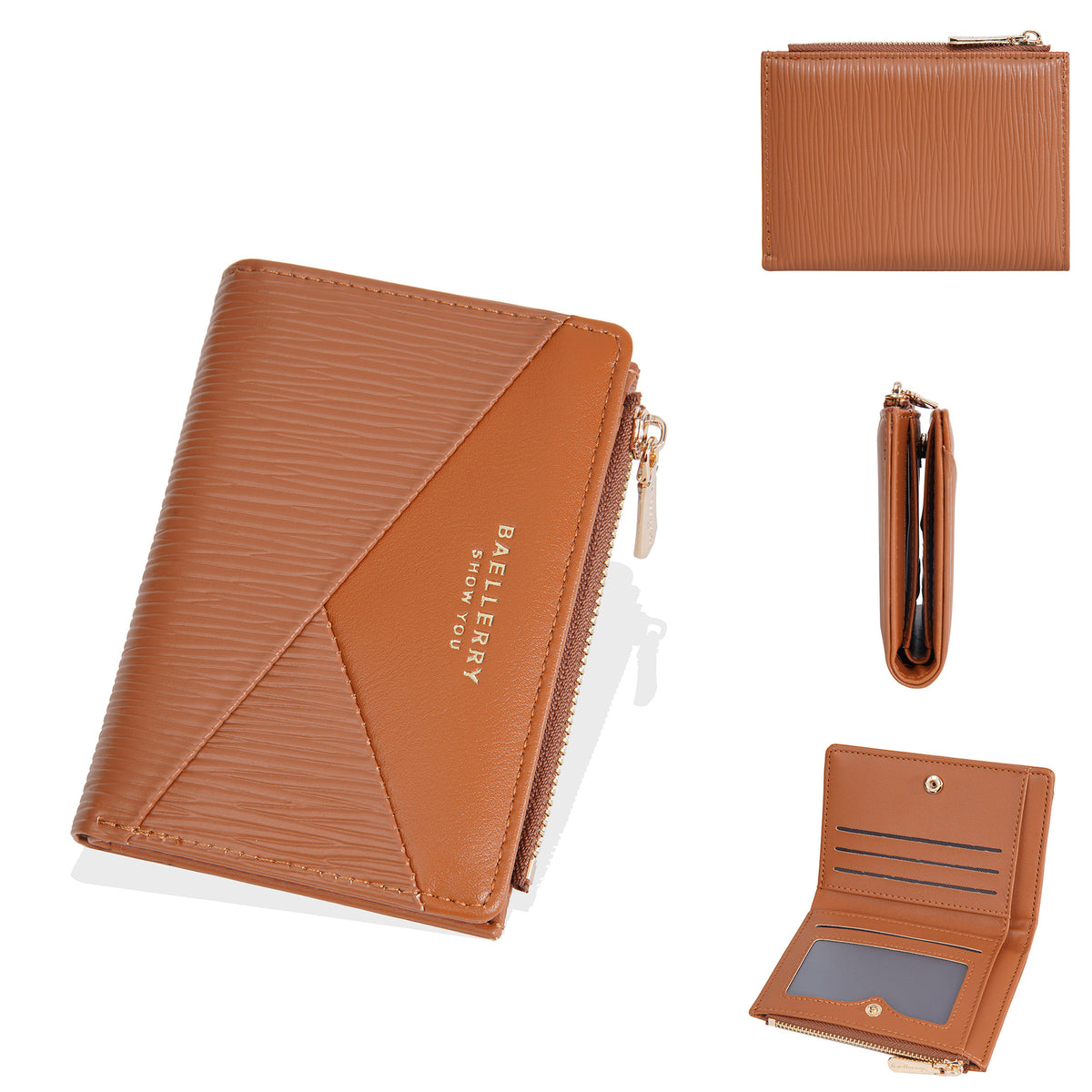 Women's High-grade Bark Pattern Short Large Capacity Two-fold Ladies Wallet