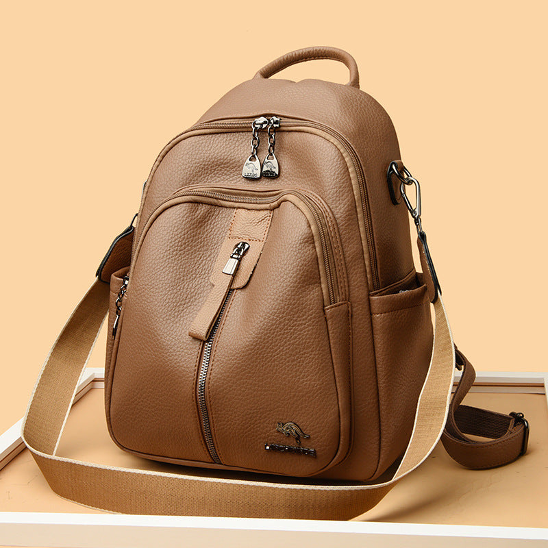 Women's Kangaroo Soft Leather Fashion Mom Large Backpacks