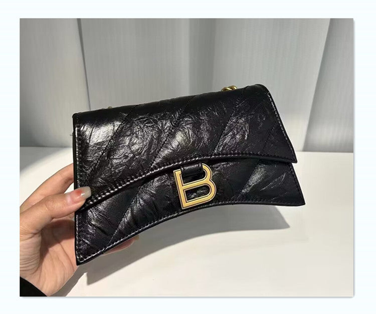 Women's High-grade First Layer Cowhide Hourglass Pleated Bags