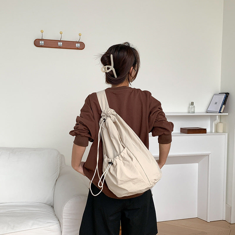 Artistic Nylon Drawstring Pleated Large Capacity Crossbody Bags