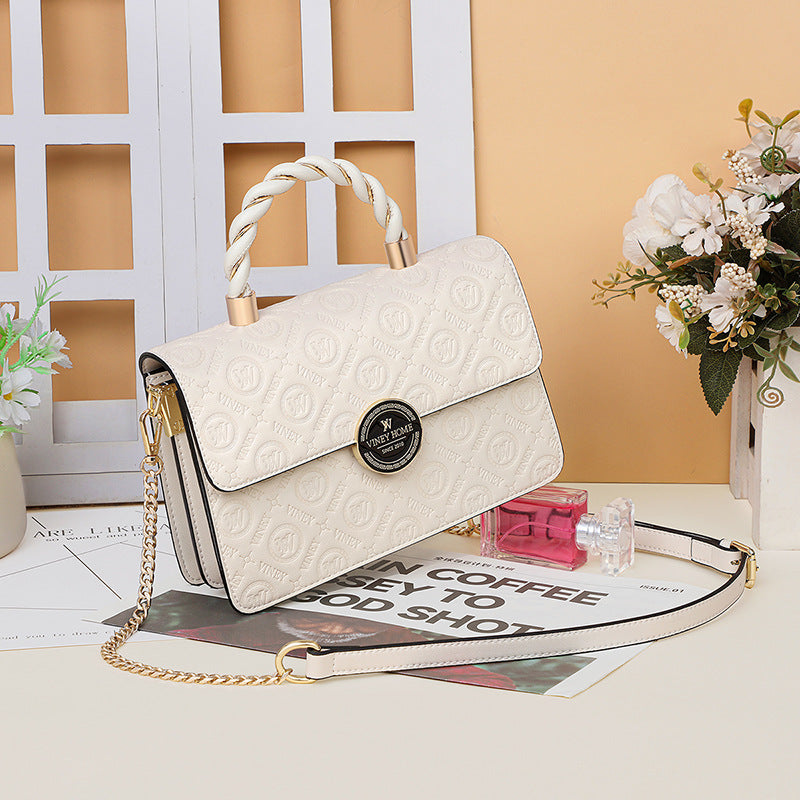 Women's Genuine Leather Fashion High Sense Chain Bags