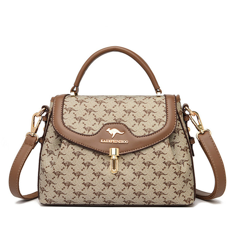 Classy Women's Fashion Color Contrast Printed Shoulder Bags