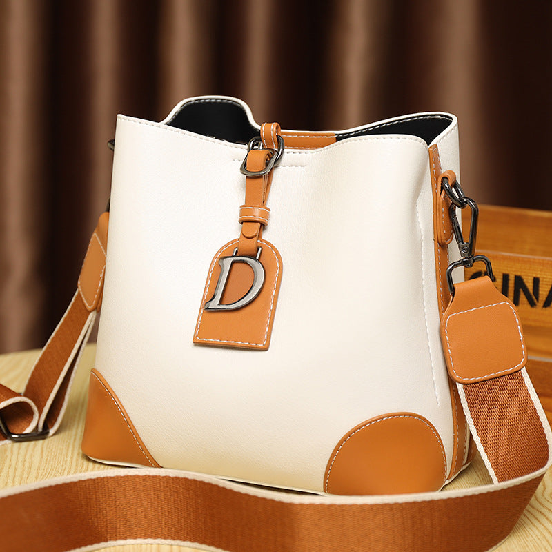 Retro Large Capacity Contrast Color Wide Crossbody Bags