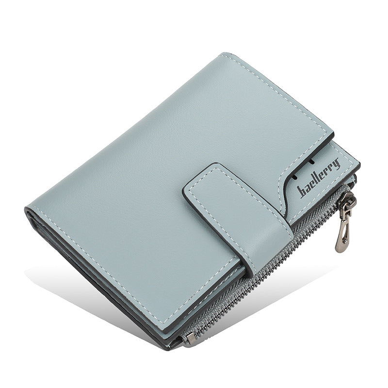 Women's Leather Short Korean Style Multiple Slots Zipper Hasp Ladies Wallet