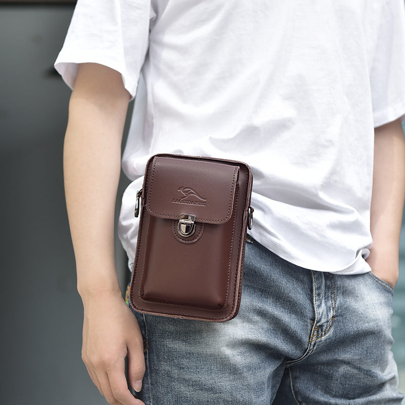 Men's Charming Cowhide Summer Portable Mobile Men's Waist Packs
