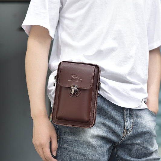 Men's Charming Cowhide Summer Portable Mobile Men's Waist Packs