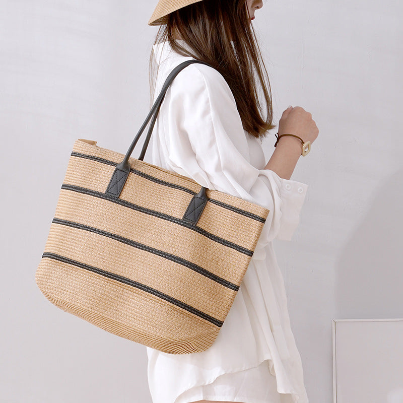 Women's Popular Straw Fashion Large Capacity Color Handbags