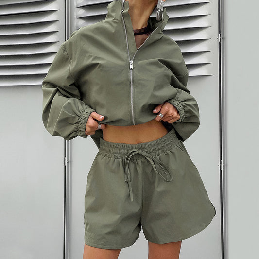 Women's Fashion Gray Sports Trench Spring Baggy Suits