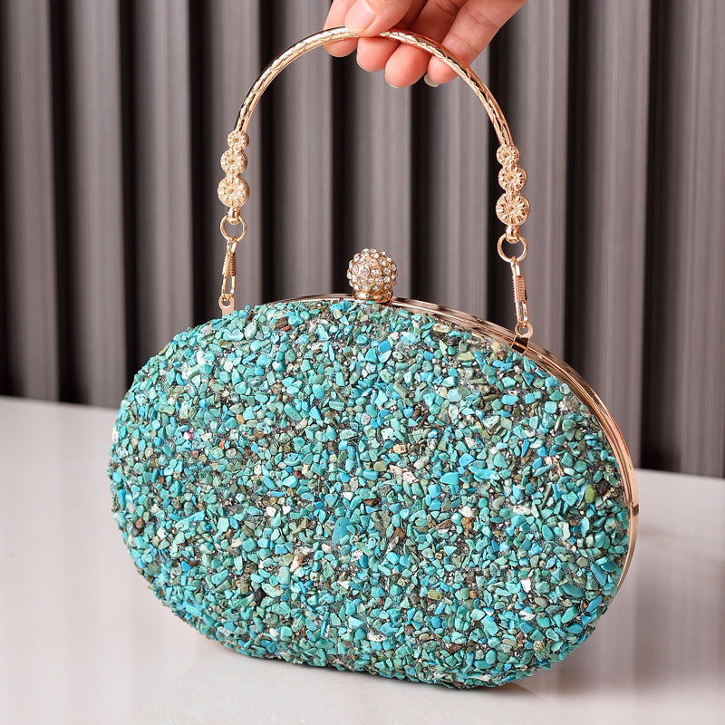 Unique Glamorous Diamond Round Clutch Banquet Evening Bags