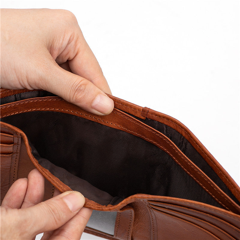Men's Layer Cow Vegetable Tanned Leather Genuine Men's Wallets