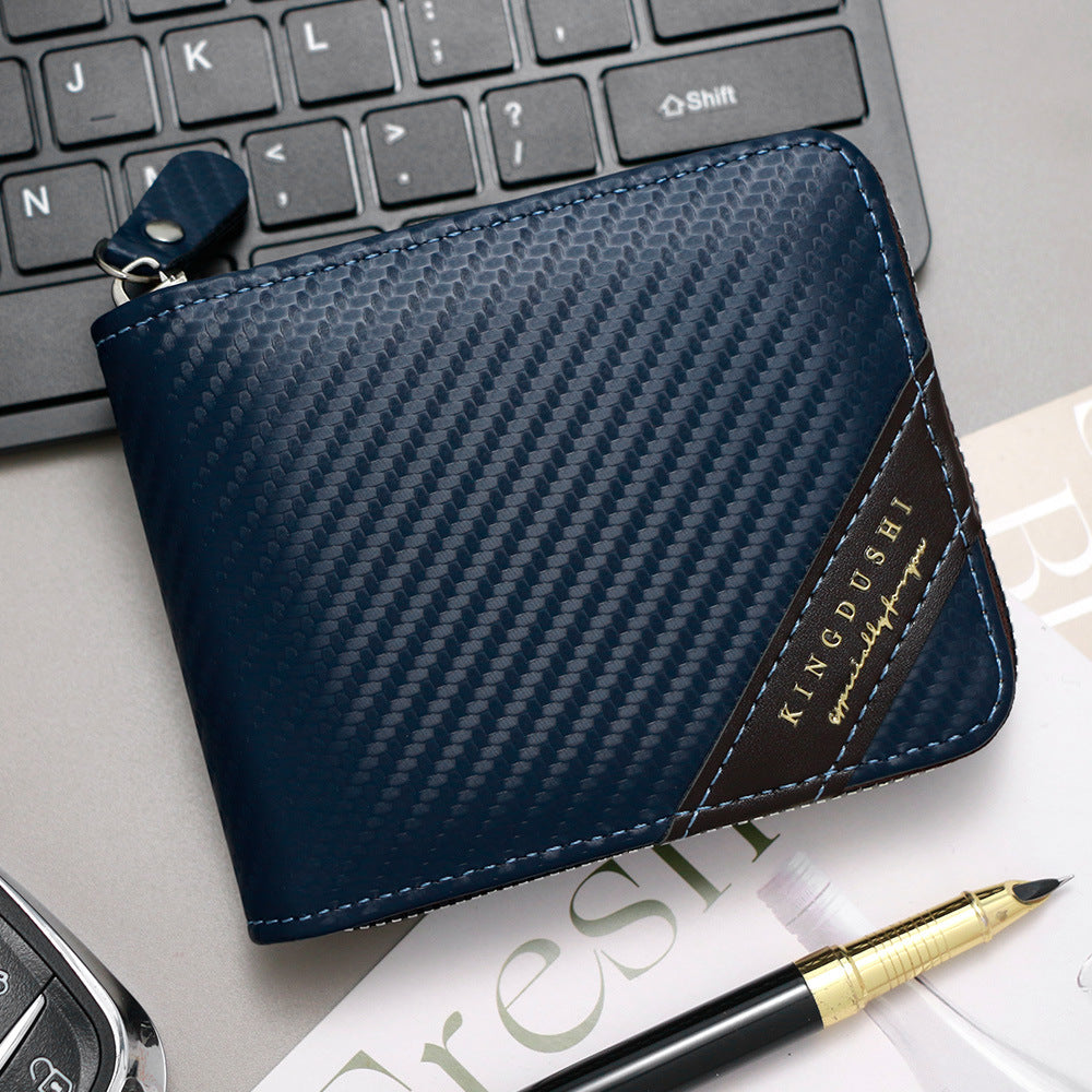 Men's Carbon Fiber Pattern Short Chain Sier Purses