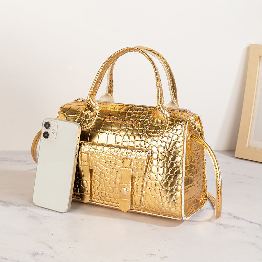 Women's Niche Advanced Texture Golden Stone Pattern Affordable Luxury Purses