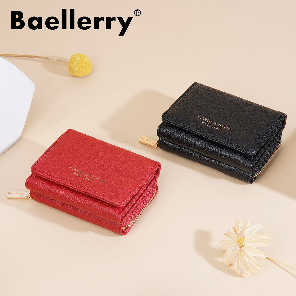 Women's Short Female Zipper Lychee Pattern Mini Coin Purses