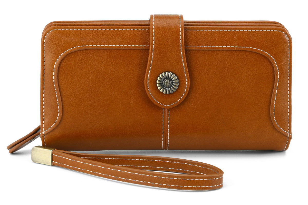 Female Retro Oil Wax Skin Multiple Ladies Wallet