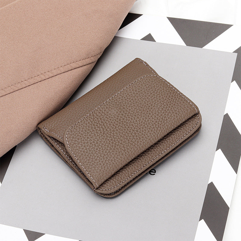 Women's Full Leather Simple Folding Genuine Ladies Wallet