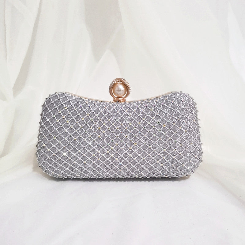 Diamond Pearl Pillow-shaped Net Shiny Dress Dinner Evening Bags