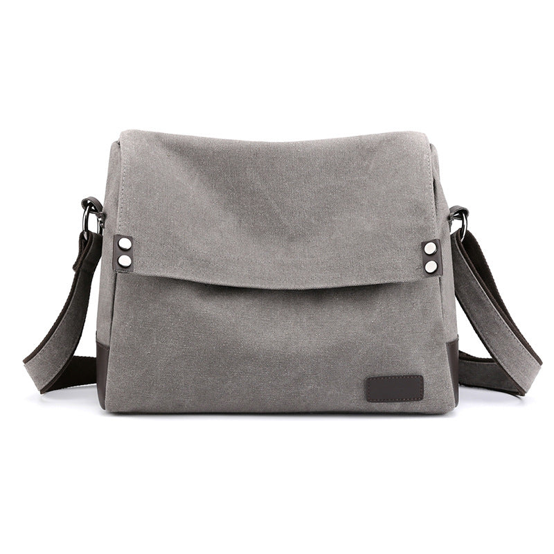 Men's Large Capacity Simple Retro Canvas Horizontal Men's Shoulder Bags