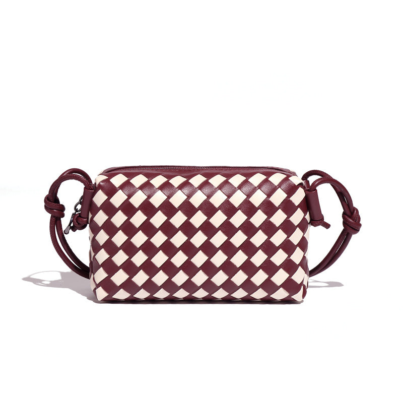Women's Hand-woven Simple Trendy Black White Chessboard Bags