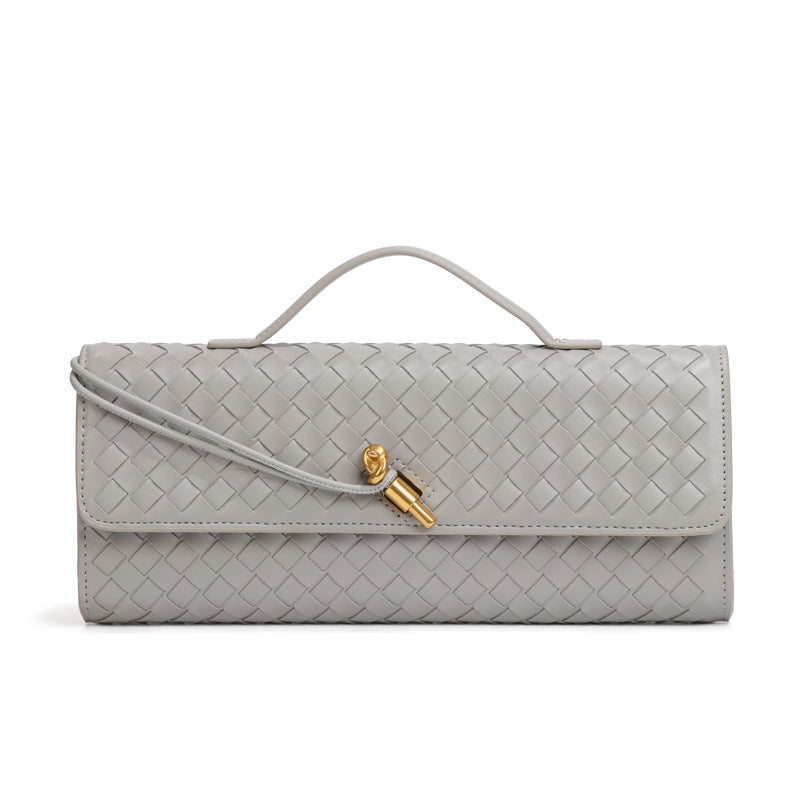 Women's Woven Baguette Fashion Horizontal Clutch Organ Women's Shoulder Bag
